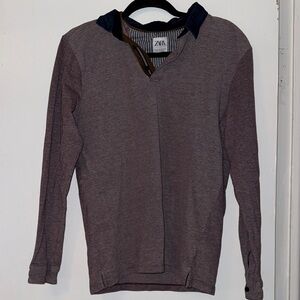 Zara Heathered Purple Long Sleeve Top